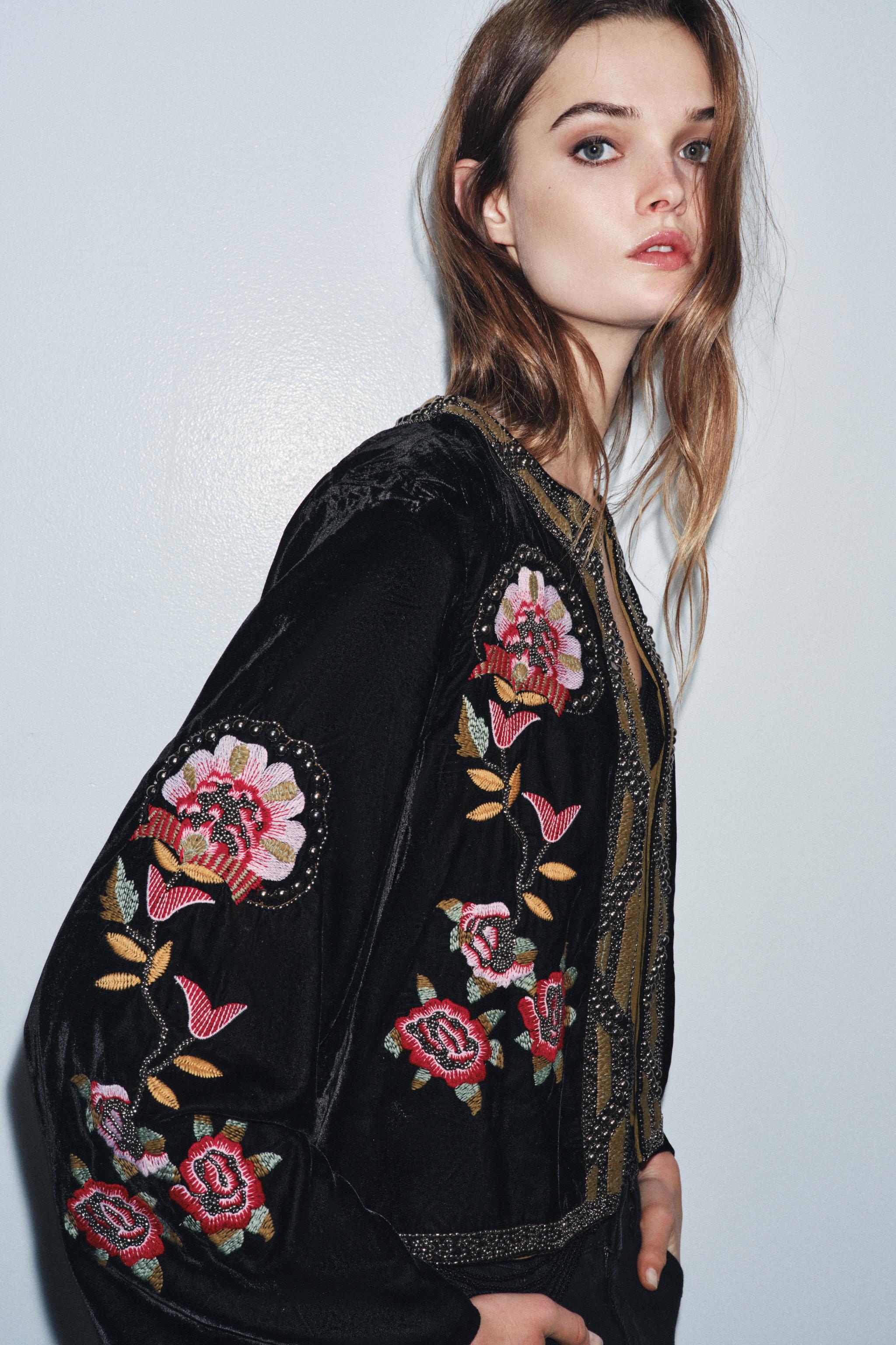 EMBROIDERED BEADED FLORAL VELVET JACKET